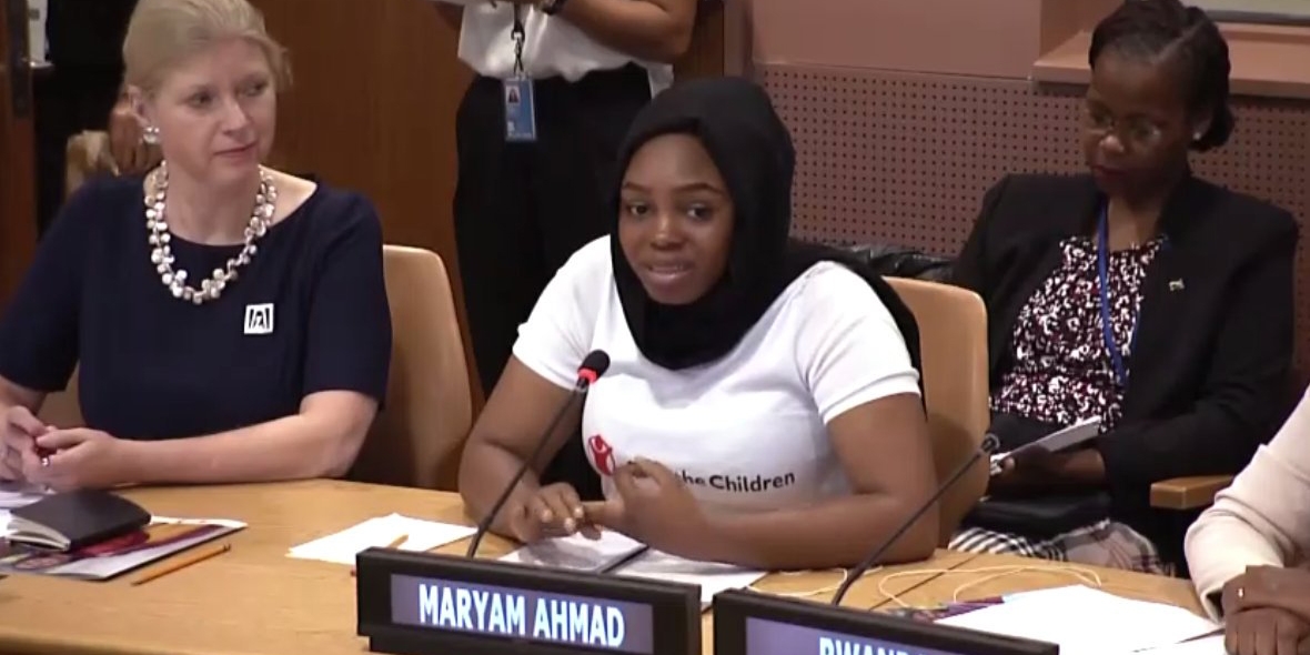 Maryam Ahmed speaking in front of Congress.